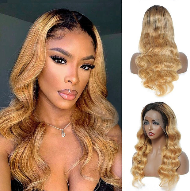 LACE WIG 1B/27 BODY WAVE 13 X 4.   Color. Ombre 4/27